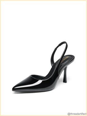 Women's Slingback Pointed Toe Stiletto Pump Heels Faux Leather